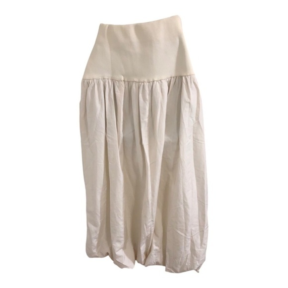 Cream puffy balloon bubble hem knit waist midi skirt size medium new - Picture 7 of 15